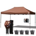 AbcCanopy 3MX4.5M Deluxe Brown Pop Up Canopy With Roller Bag