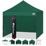 3 x 3m Enclosed Pop up Canopy Commercial Shelter Backyard Gazebo(Forest Green)