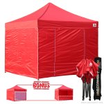 Red 3m x 3m Pop Up Canopy Folding Gazebo W/6 SideWalls