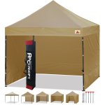 3 x 3m Enclosed Pop up Canopy Commercial Shelter Backyard Gazebo(Beige)